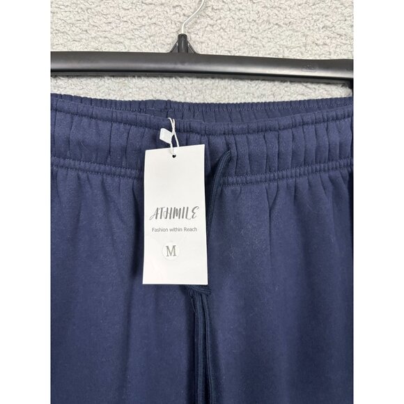 Athmile Women's Baggy Wide Leg  Joggers Pants Blue Fleece Lined Medium NWT's - Picture 4 of 7